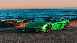 Lime-green Lamborghini at M&V Auto Body and Sales